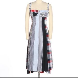 Thom Browne Fun Mix Pleated Spaghetti Strap Dress